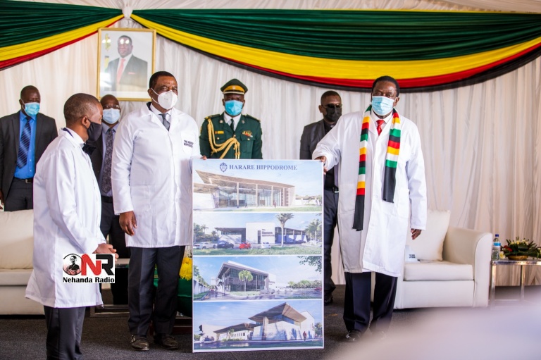 President Emmerson Mnangagwa and Vice President Constantino Chiwenga on Friday officiated at the ground breaking ceremony for Prophet Uebert Angel's 6350 seater "Harare Hippodrome" and 40 executive suite only "Beethoven Hotel" in Harare.