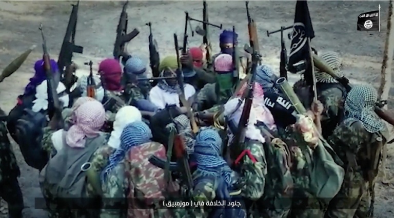 Militants in Mozambique pledge allegiance to the Islamic State in a video issued by the group on July 24, 2019. Photo credit: Tore Hamming taken from Islamic State media.