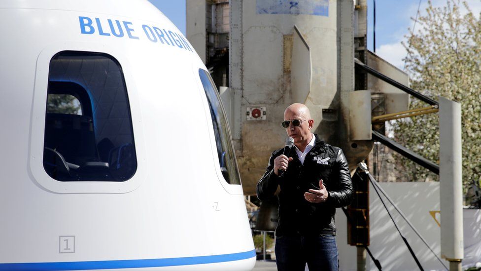 Jeff Bezos (pictured), his brother Mark, the auction winner and another as yet unannounced tourist will form the four-strong crew for the 20 July flight