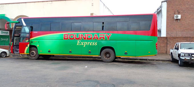 The Boundary Express coach parked at Masvingo Central Police Station after the hijack