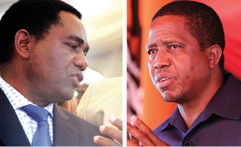 Hakainde Hichilema and Edgar Lungu