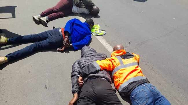 Four of the five suspects arrested in a shootout with the police in Gauteng. Picture: SAPS