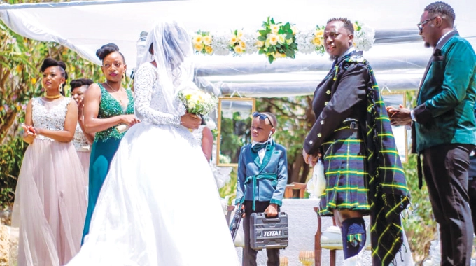 Albert and Rachel during their Scotish themed wedding held recently