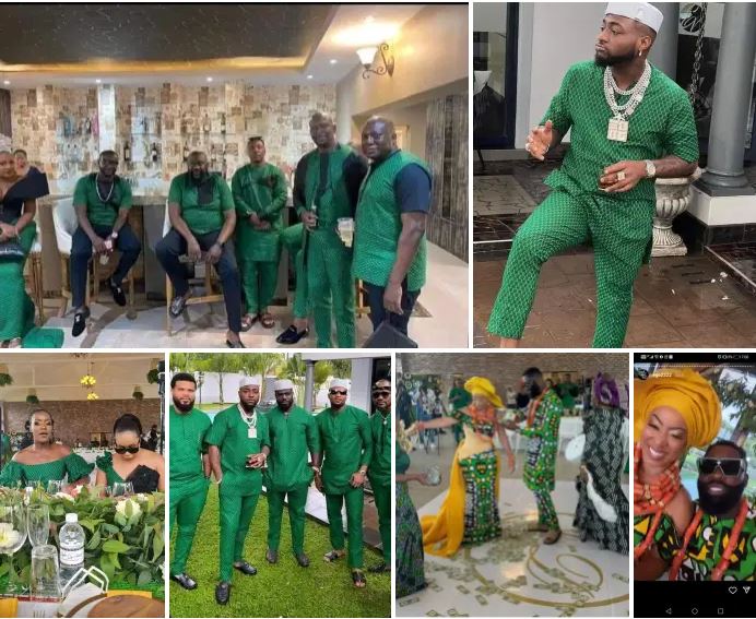 In January 2022 social media was flooded with images of fashion designer Danielle Simba Allen's traditional wedding with Nigerian socialite Ego. Davido was also there to support his friend.