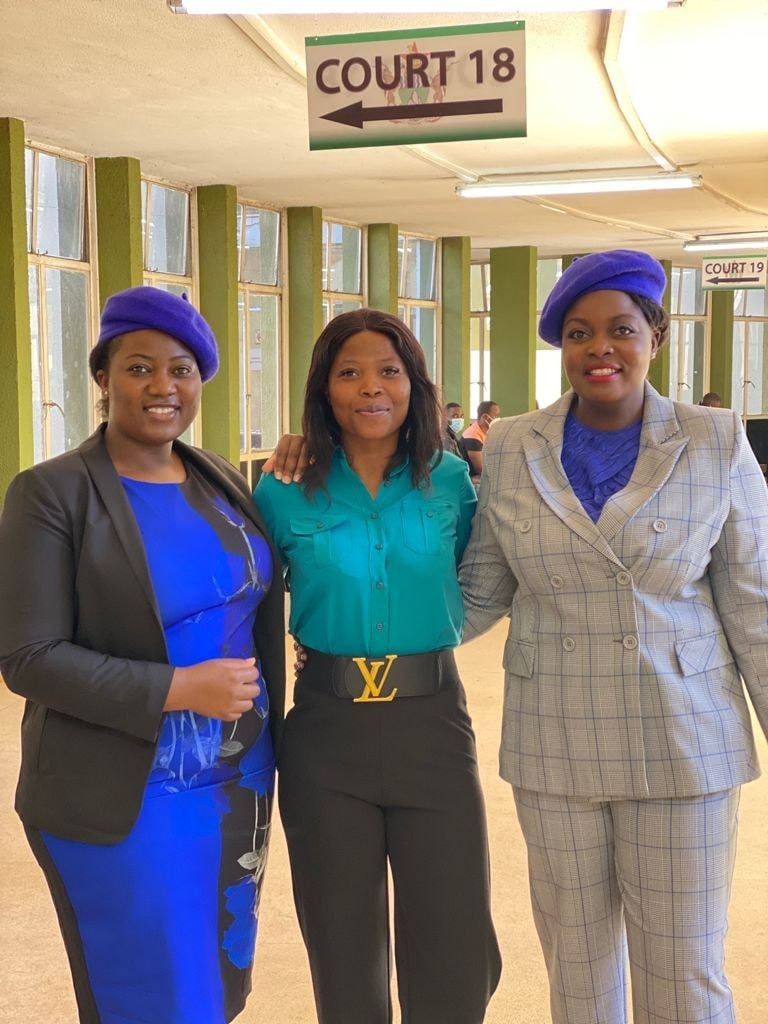Joanah Mamombe, Netsai Marova and Cecilia Chimbiri at the Harare Magistrates Court