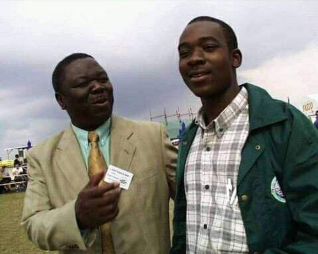 The late Morgan Tsvangirai and Nelson Chamisa in this picture from 2000 at the International Union of Socialist Youth Festival in Stockholm, Sweden