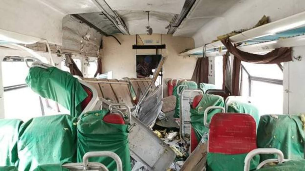 The train came under gunfire as the attackers apparently surrounded the train. (Picture via @CHIBUIKEAMAECHI)