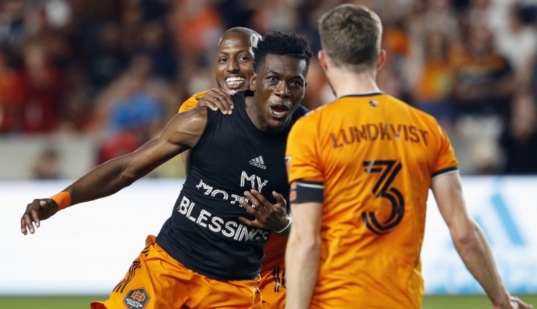 Houston Dynamo defender Teenage Hadebe (Picture by Kevin M Cox - The Galveston County Daily News)