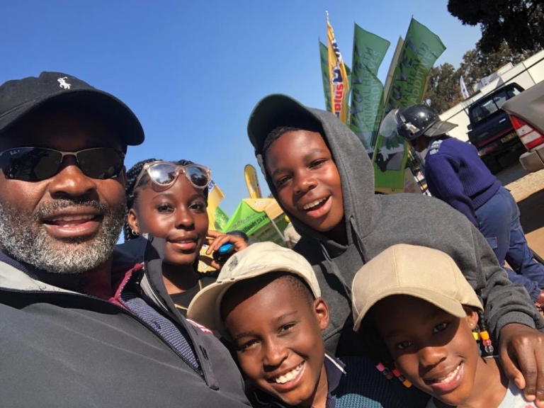 FILE PICTURE of Norton MP Temba Mliswa with some of his children at the Agricultural Show in Harare in 2019 (Picture via Twitter)