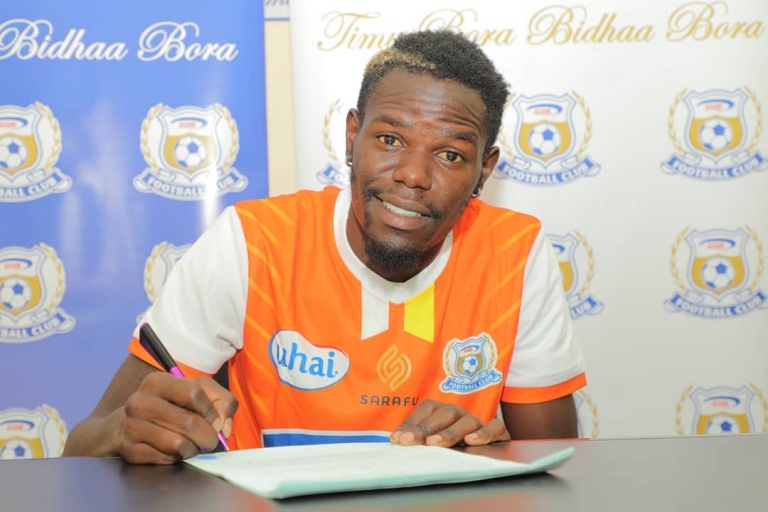 Warriors midfielder Never Tigere signing a contract extension with Azam FC in Tanzania in 2020