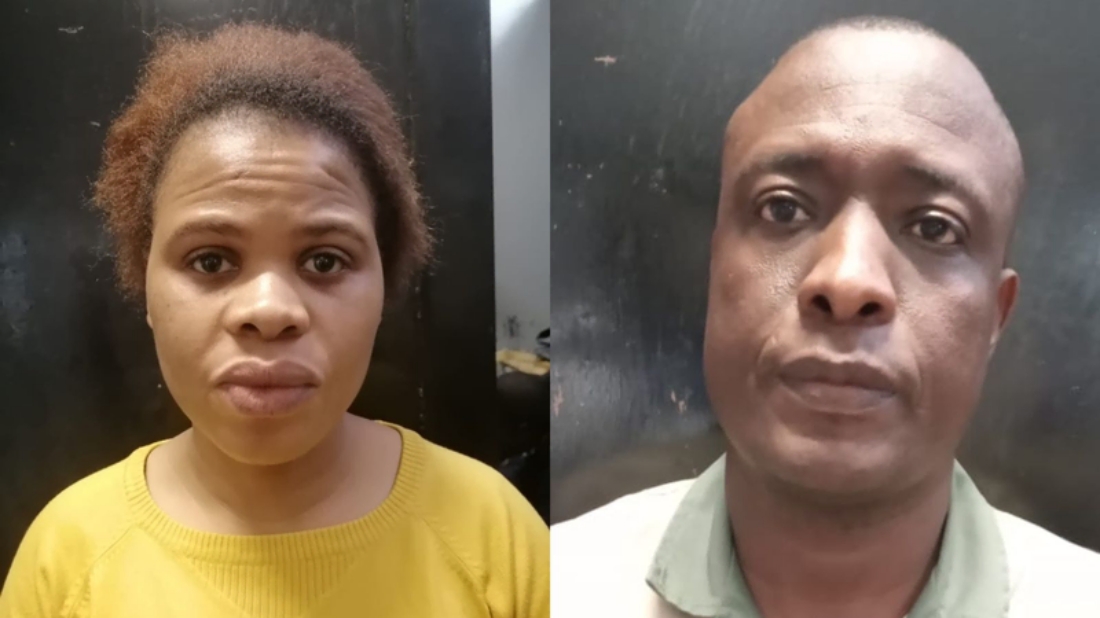 A former police officer, Benengi Simon Mgidi and his wife Lindiwe Thandiwe Mgidi have been arrested after repeated robberies at the Sterns jewellery store where she worked. Photo: Supplied/SAPS
