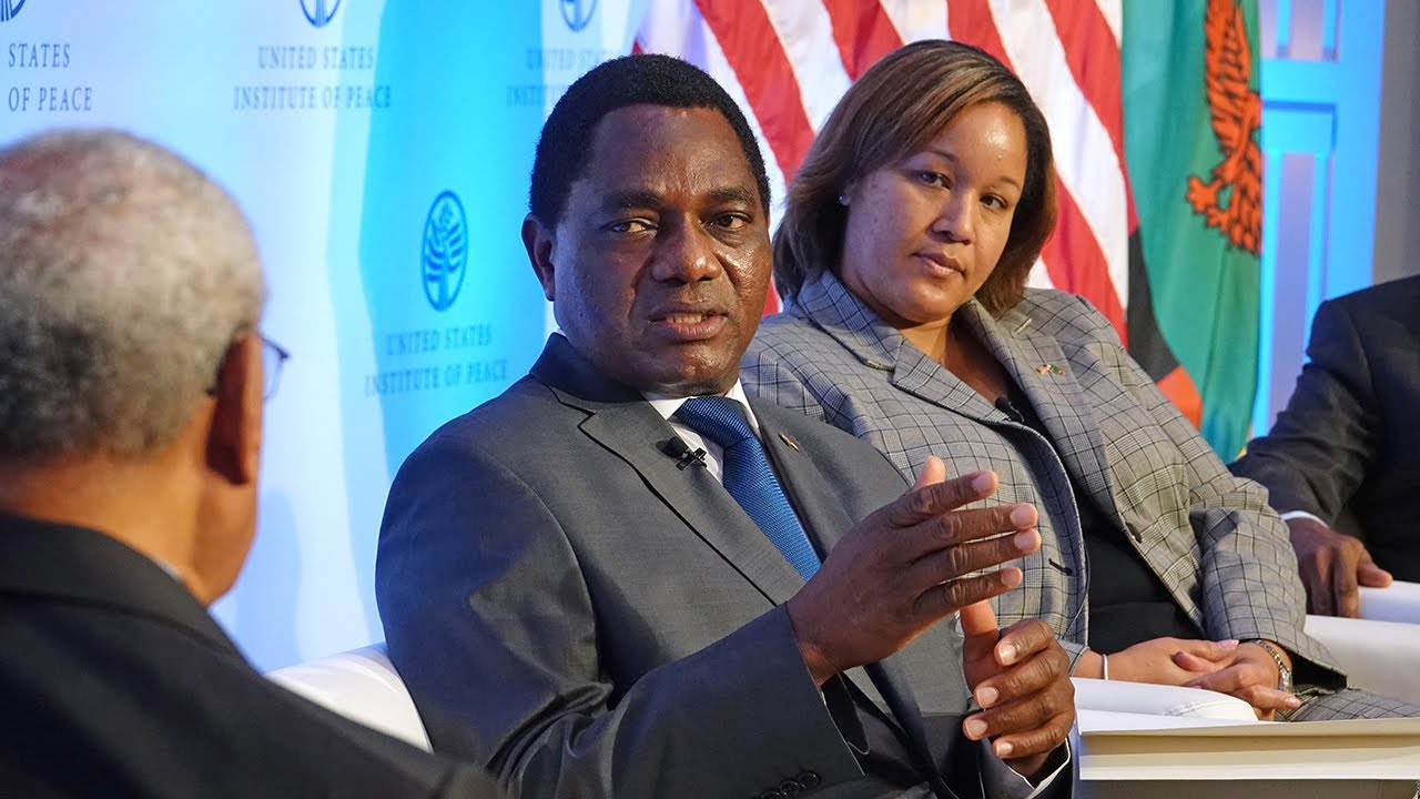 Zambian President Hakainde Hichilema (Picture via YouTube - United States Institute of Peace)
