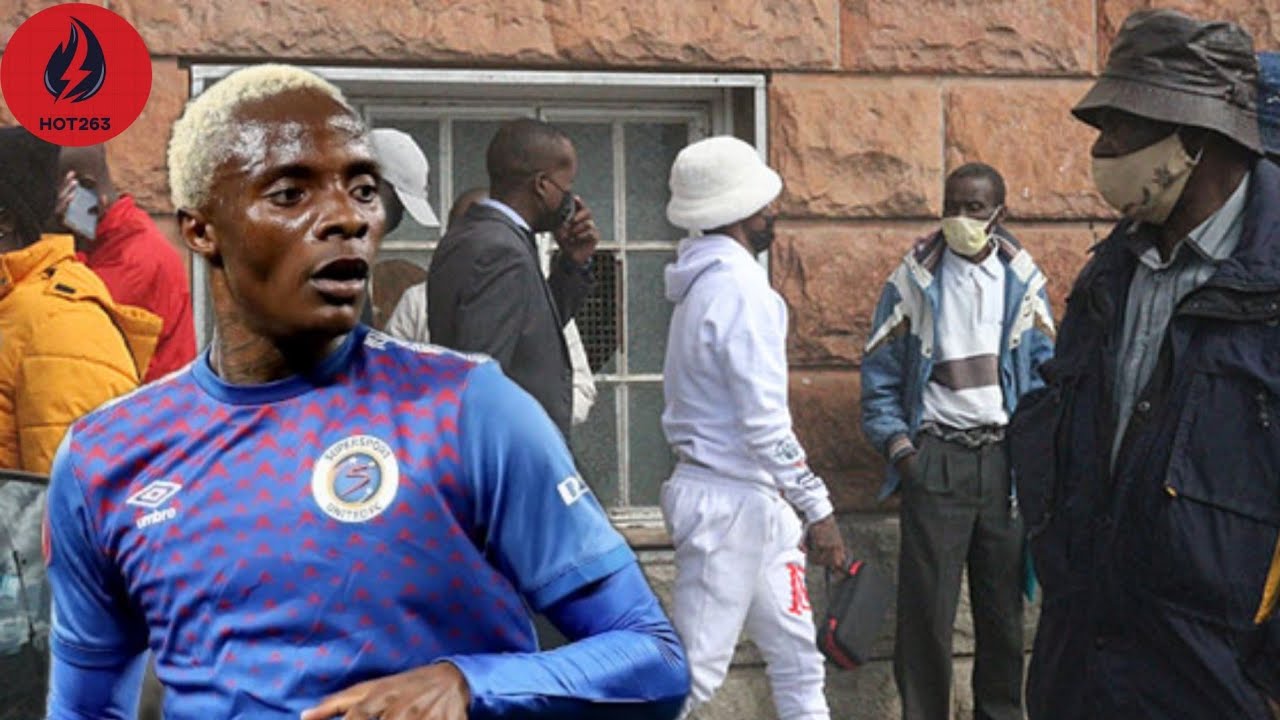 Under fire Warriors winger Kuda Mahachi appearing at the Bulawayo Tredgold Magistrates court facing allegations of malicious damage of property in June 2022 (Graphics by Hot263)