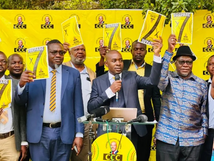 File picture of main opposition Citizens Coalition for Change (CCC) president Nelson Chamisa launching an electoral reform blueprint ahead of the 2023 harmonised general elections (September 2022)