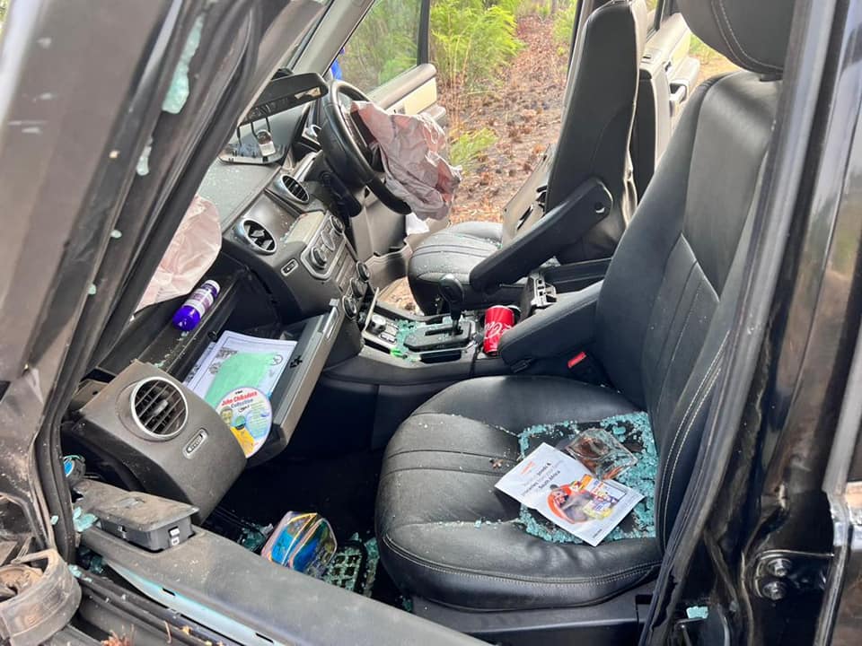 Popular comedienne and socialite Tyra Chikocho, aka Madam Boss was today (Saturday) afternoon involved in an accident when her Land Rover Discovery 4 vehicle "dislocated a tyre before it swerved off the road".