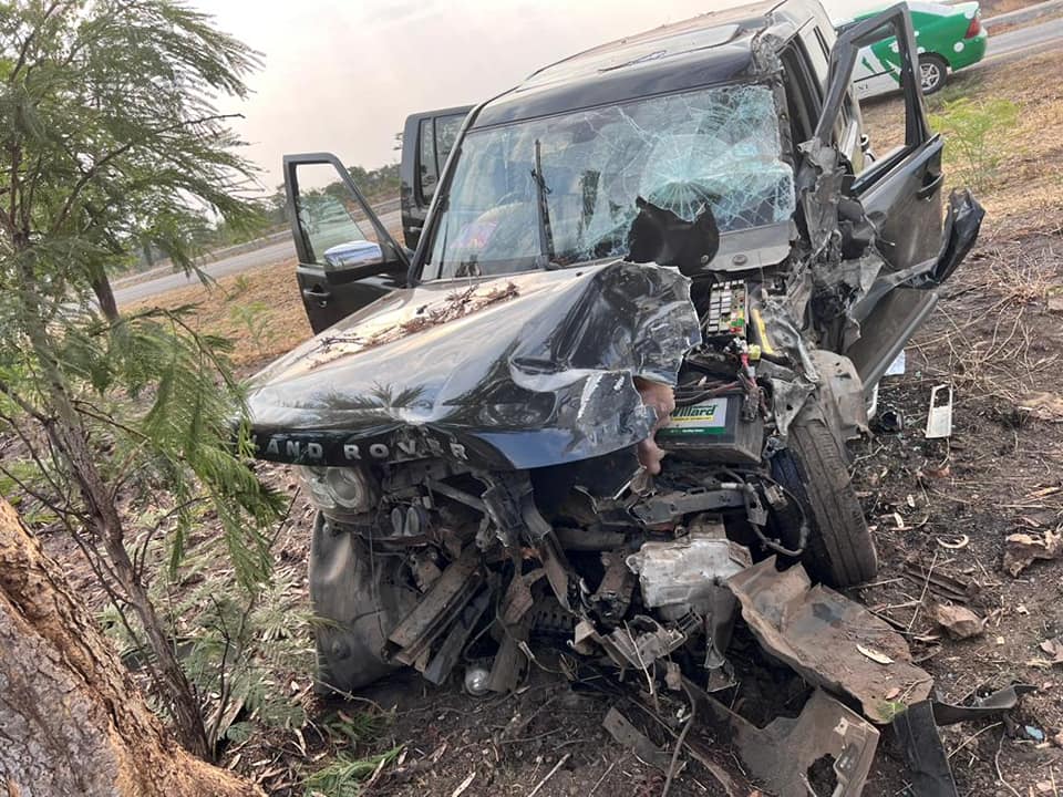 Popular comedienne and socialite Tyra Chikocho, aka Madam Boss was today (Saturday) afternoon involved in an accident when her Land Rover Discovery 4 vehicle "dislocated a tyre before it swerved off the road".