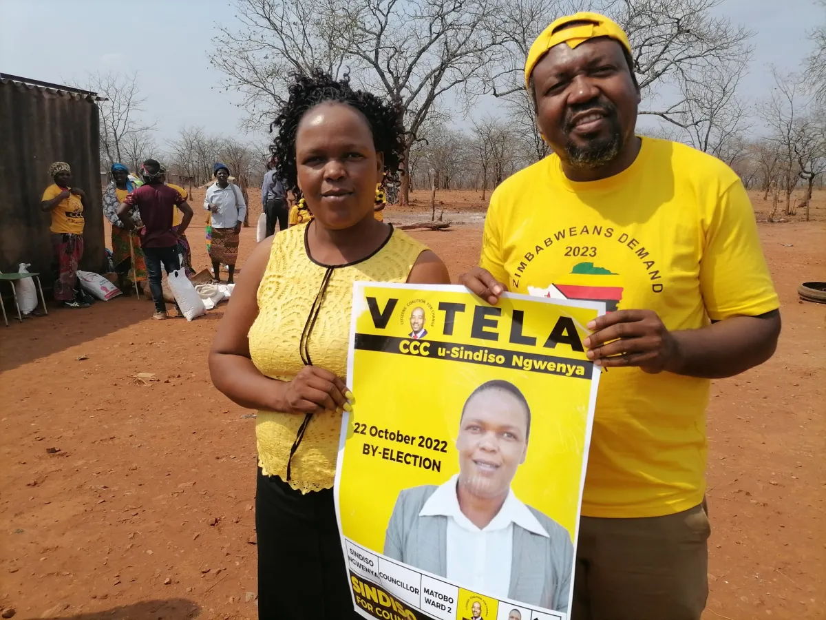 Members of the opposition Citizens Coalition for Change (CCC) including its legislator Daniel Molokele (right) were attacked by alleged Zanu-PF thugs during a by-election campaign in Matobo over the weekend.