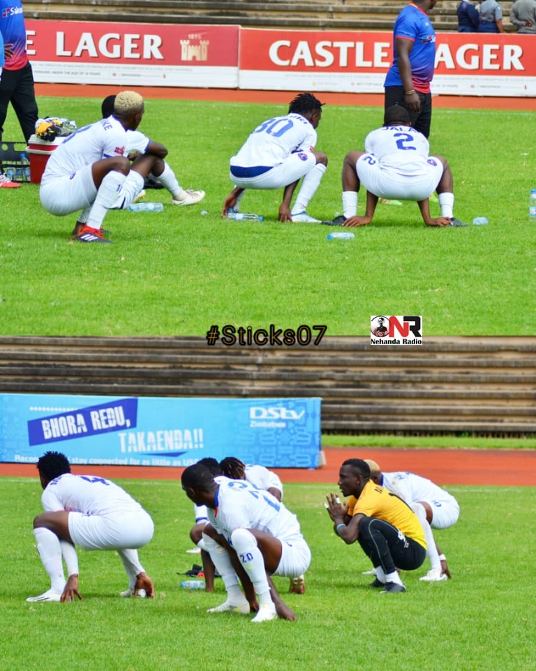 Dynamos players warm down after beating Sheasham 4-0. (Picture via Tafadzwa 'Sticks" Chigandiwa)