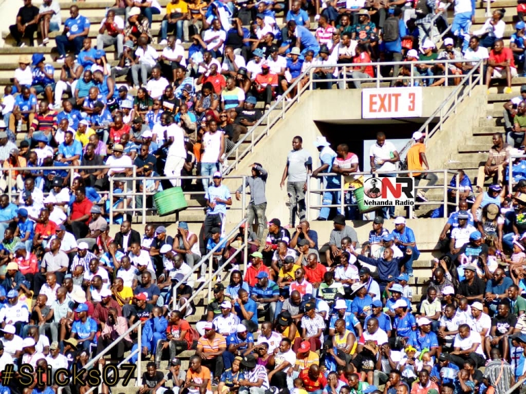 Crowd watching Dynamos vs Sheasham match at National Sports Stadium on Sunday 26 March 2023. (Picture via Tafadzwa 'Sticks" Chigandiwa)