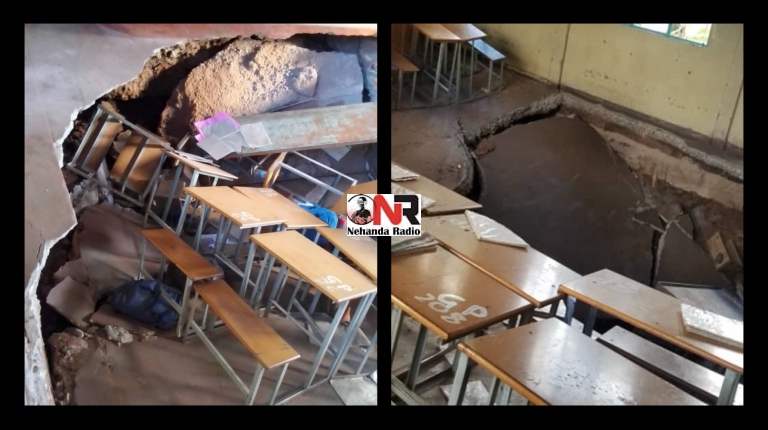 Fourteen pupils were injured at Globe and Phoenix Primary School when a classroom block caved into a mine shaft.