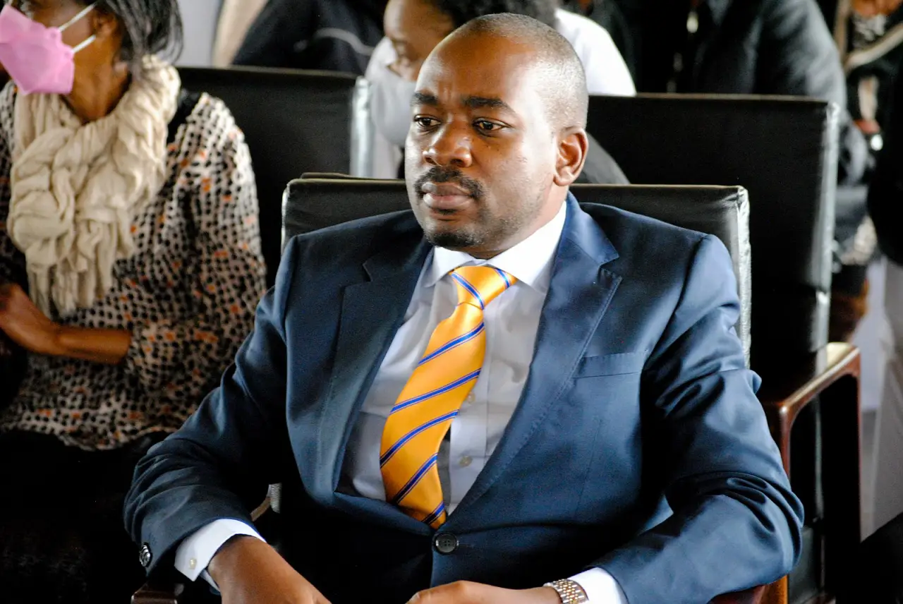 Opposition Citizens Coalition for Change (CCC) leader Nelson Chamisa at the memorial of the late academic Dr Alex Magaisa - 26 June 2022 (Picture via Zviko Zingoni - Creative Commons)