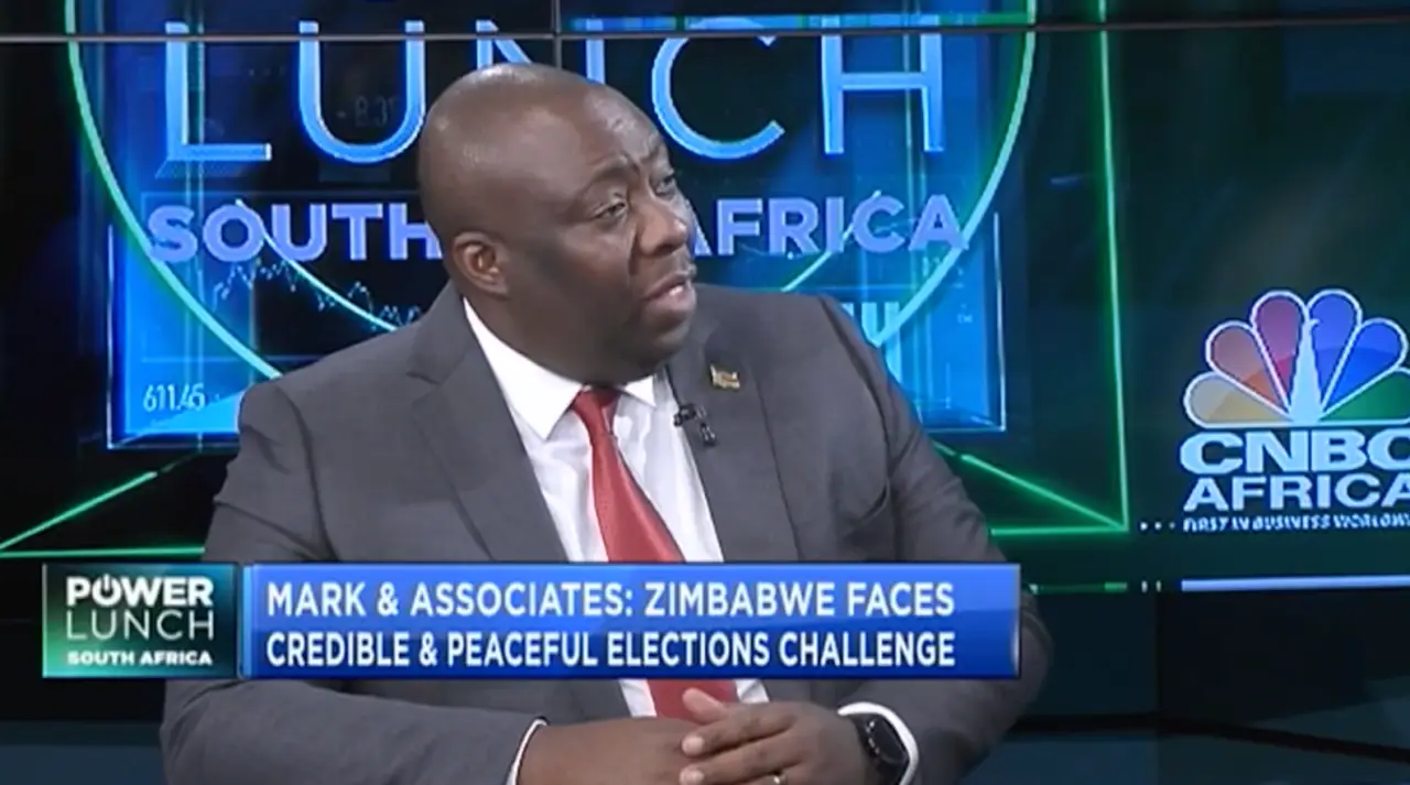 In an interview with CNBC Africa's Godfrey Mutizwa, Saviour Kasukuwere dismissed the notion that the political environment in Zimbabwe is controlled by two political parties, Zanu-PF and CCC. (Picture via screenshot from CNBC Africa interview)