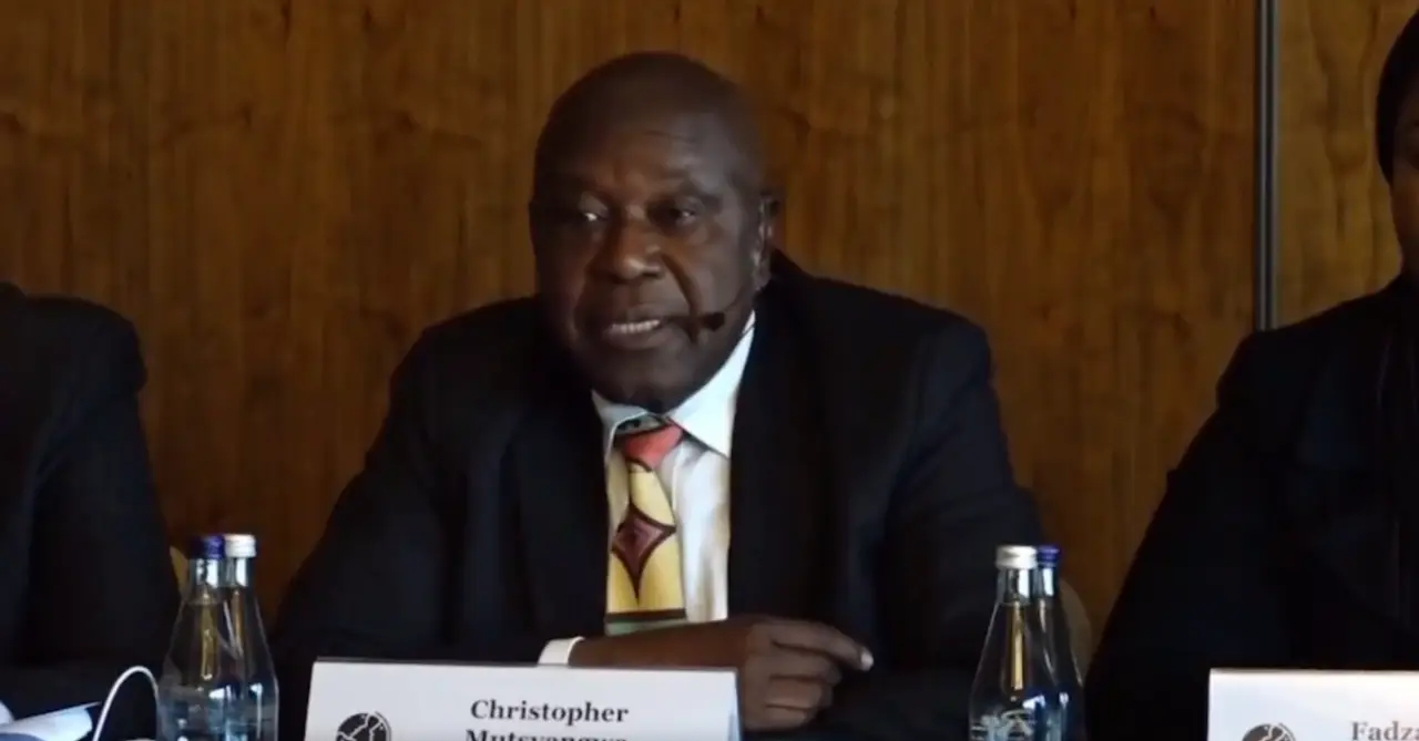 Zanu PF spokesman Christopher Mutsvangwa speaking at a hybrid roundtable event at London’s Chatham House