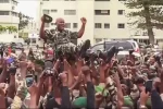 Gabon coup leaders name General Brice Oligui Nguema as new leader Video grab showing soldiers holding General Brice Oligui Nguema aloft in Libreville, Gabon, on Wednesday, August 30, 2023.