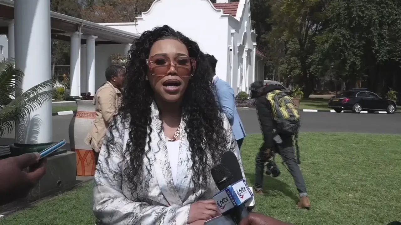 IRONY: South African actress Sonia Mbele during an interview that was broadcast on ZBC TV, the only terrestrial TV station in Zimbabwe, yet as a TV actress she talked about growth.