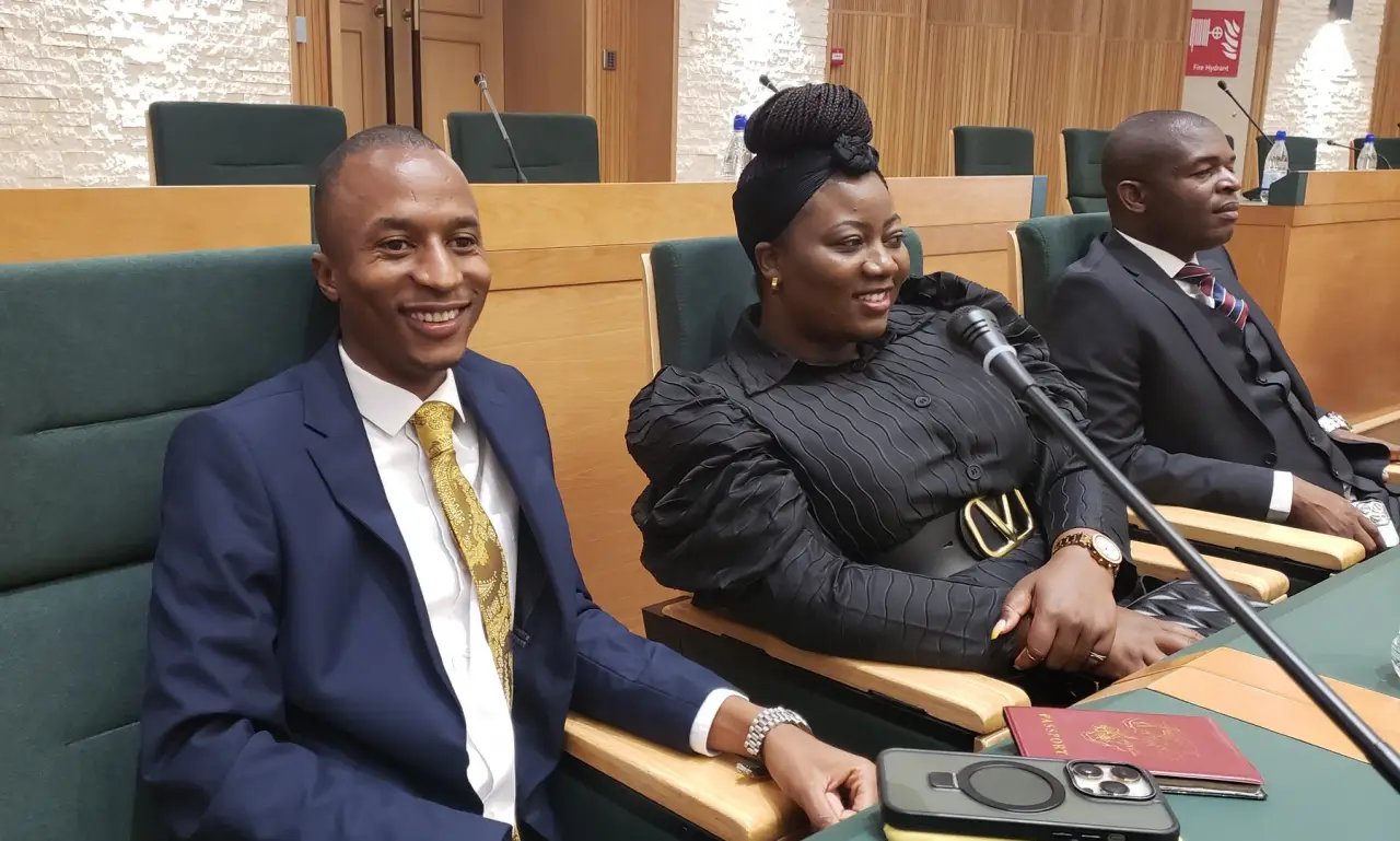 Opposition CCC legislators Gift Ostallos Siziba and Joana Mamombe seen in the new parliament in Mt Hampden (Picture via Twitter - Parliament of Zimbabwe)