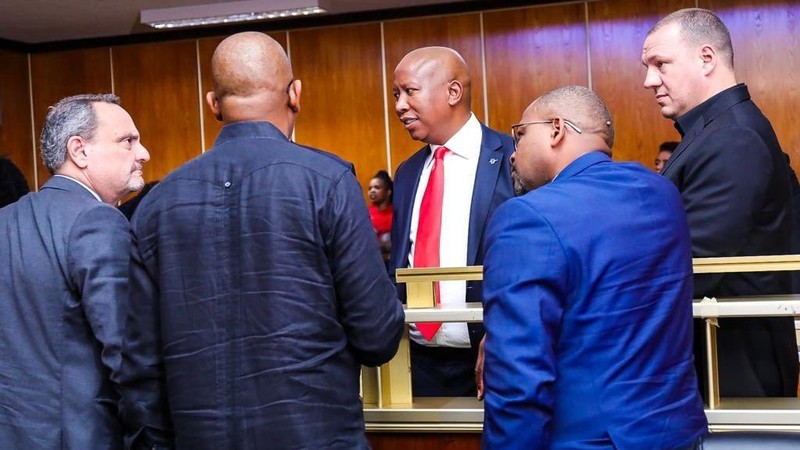 EFF leader Julius Malema has been appearing in the East London Magistrate's Court alongside bodyguard, Snyman, for allegedly firing a gun during his party’s birthday celebrations in 2018. Picture: Supplied/ EFF