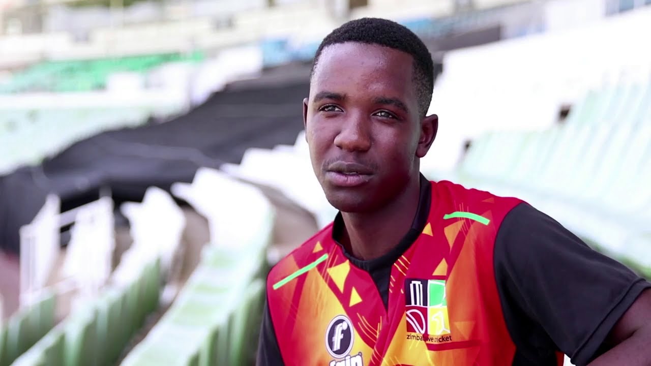 Wessly Nyasha Madhevere is a Zimbabwean cricketer. He made his international debut for the Zimbabwe cricket team in March 2020. (Picture via YouTube - ICC)