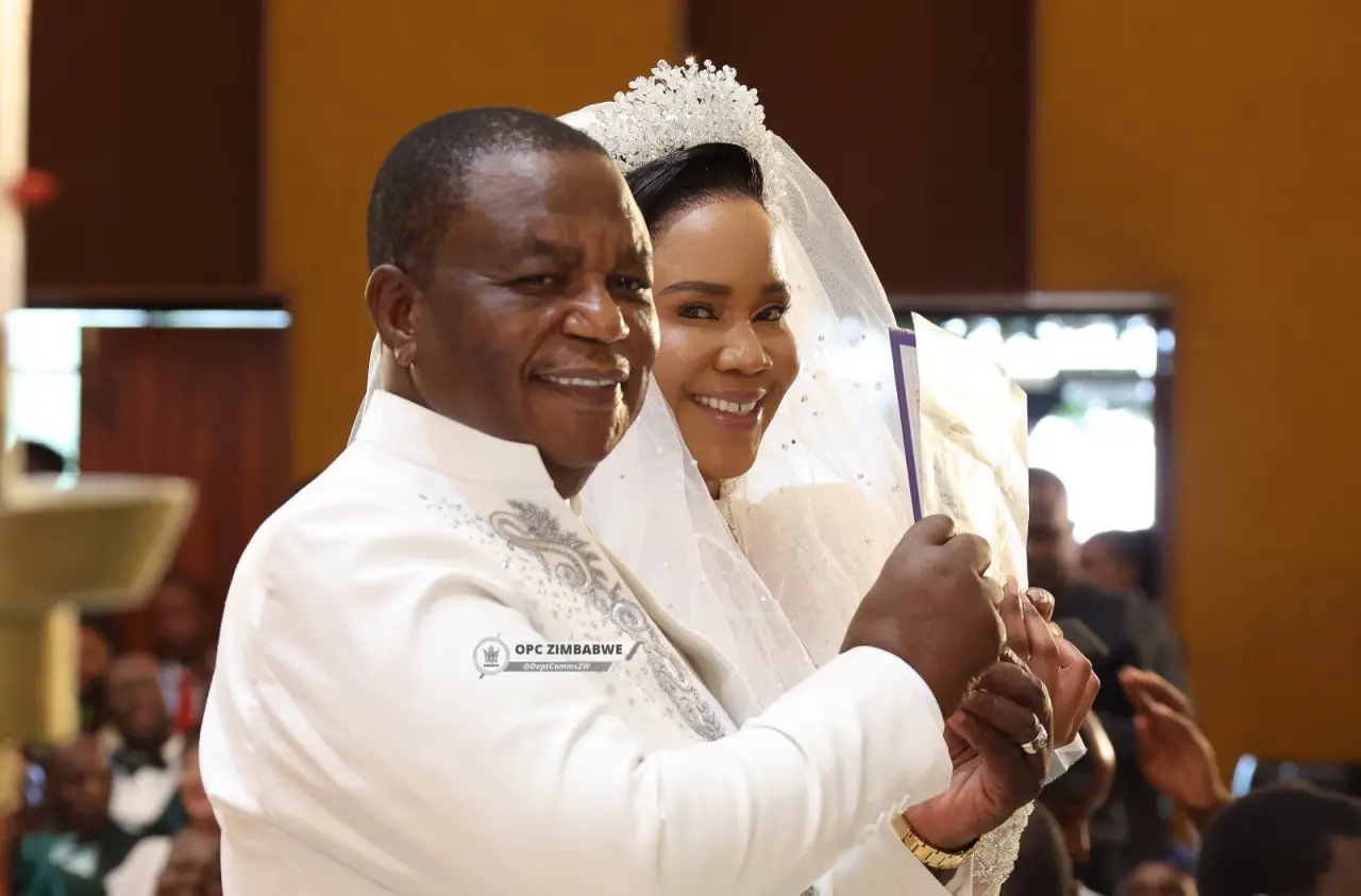 Vice President Constantino Chiwenga tied the knot with his wife Colonel Miniyothabo Baloyi at the St Gerard Catholic Church in Borrowdale, Harare (Pictures via Office of the President and Cabinet - OPC Zimbabwe)