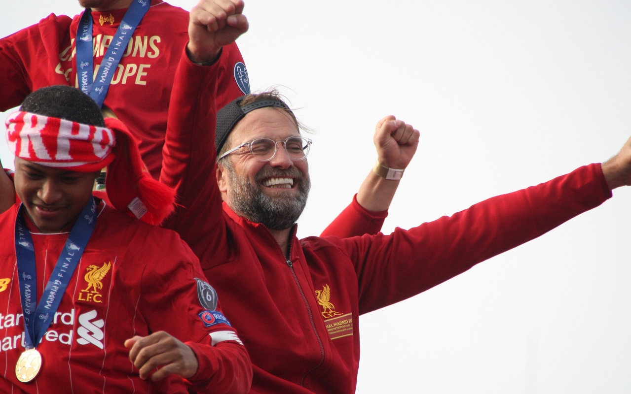 Jurgen Klopp during Liverpool's trophy parade after winning Champions League in 2019. (Picture via Pete, CC0, via Wikimedia Commons)