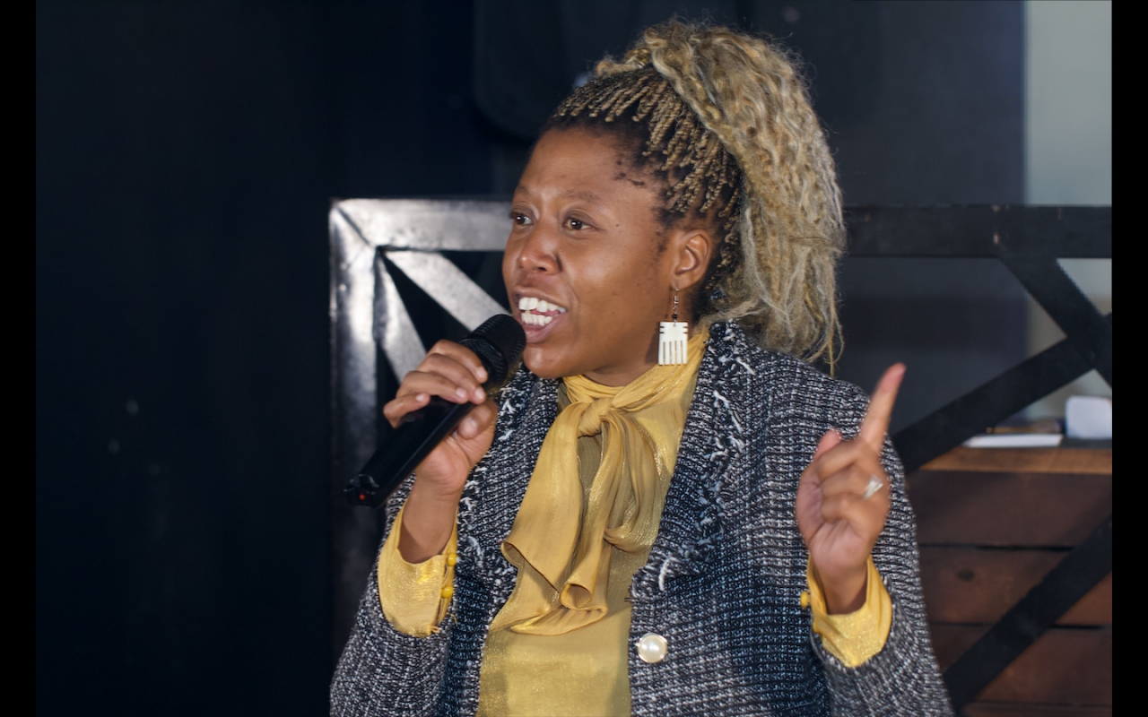 Samantha Boka speaking at a Power Breakfast for Marketers at Joina City in Harare on Friday 19 January 2024 (Image Supplied)
