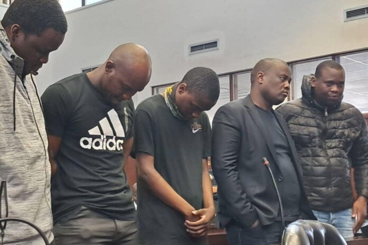 The five men arrested in connection with the murders of Kiernan ‘AKA’ Forbes and Tebello ‘Tibz’ Motsoane. Picture: X/@Am_Blujay