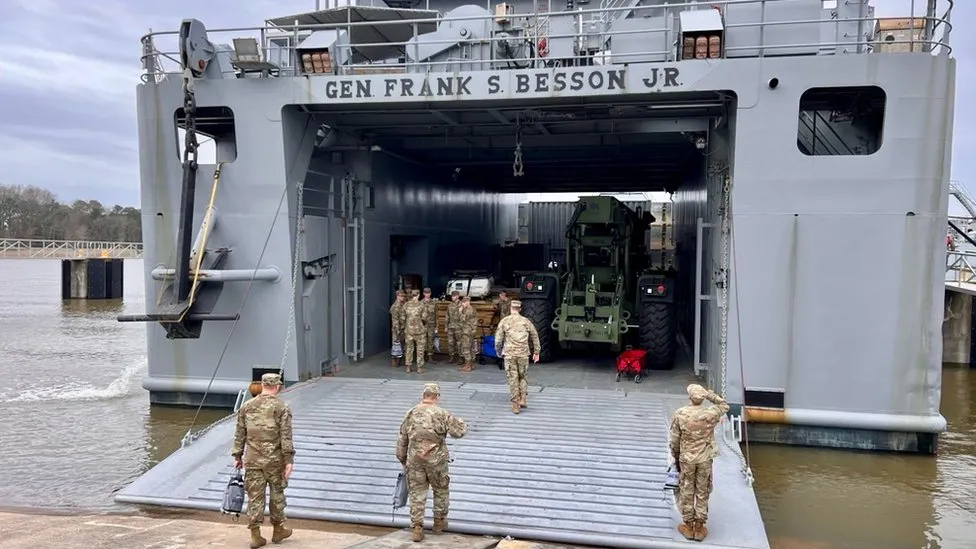 The General Frank S Besson is carrying the first load of equipment to build a floating harbour (Picture via US CENTRAL COMMAND)