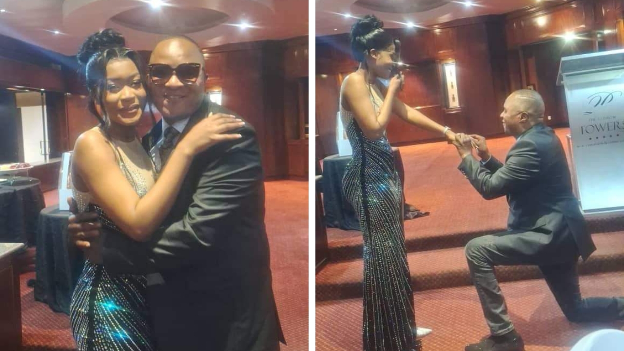 Pictures from December 2023 when Destiny for Africa Network leader Obadiah Musindo proposed to his then 22-year-old sweetheart Aysha Tagara