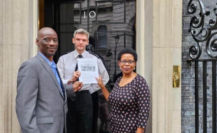 The group Women of Zimbabwe led by Patricia Chinyoka delivered a petition to the UK Prime Minister, urging a review of the children's visa applications. (Image Supplied)