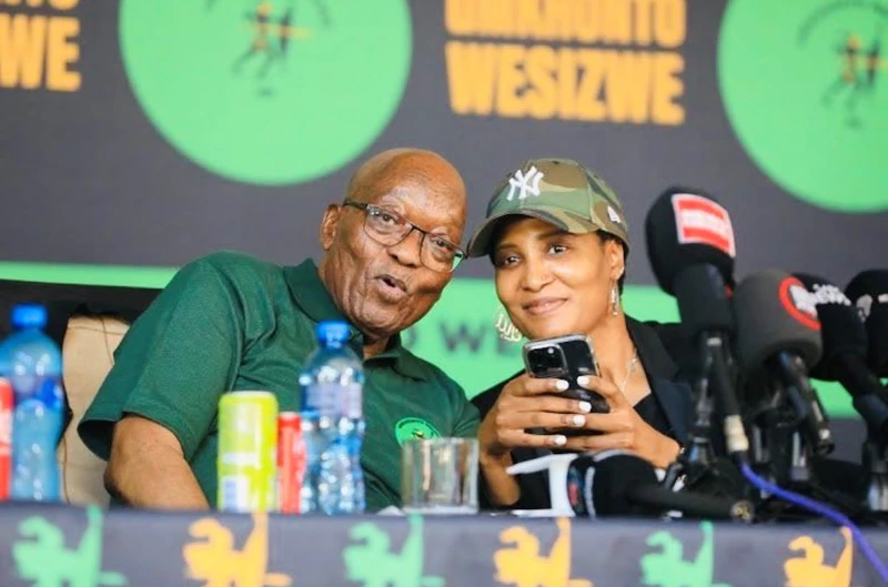 Former President Jacob Zuma and his daughter Duzuzile Zuma-Sambudla are ranked high on the MK Party list of candidates submitted to IEC. Image: @DZumaSambudla