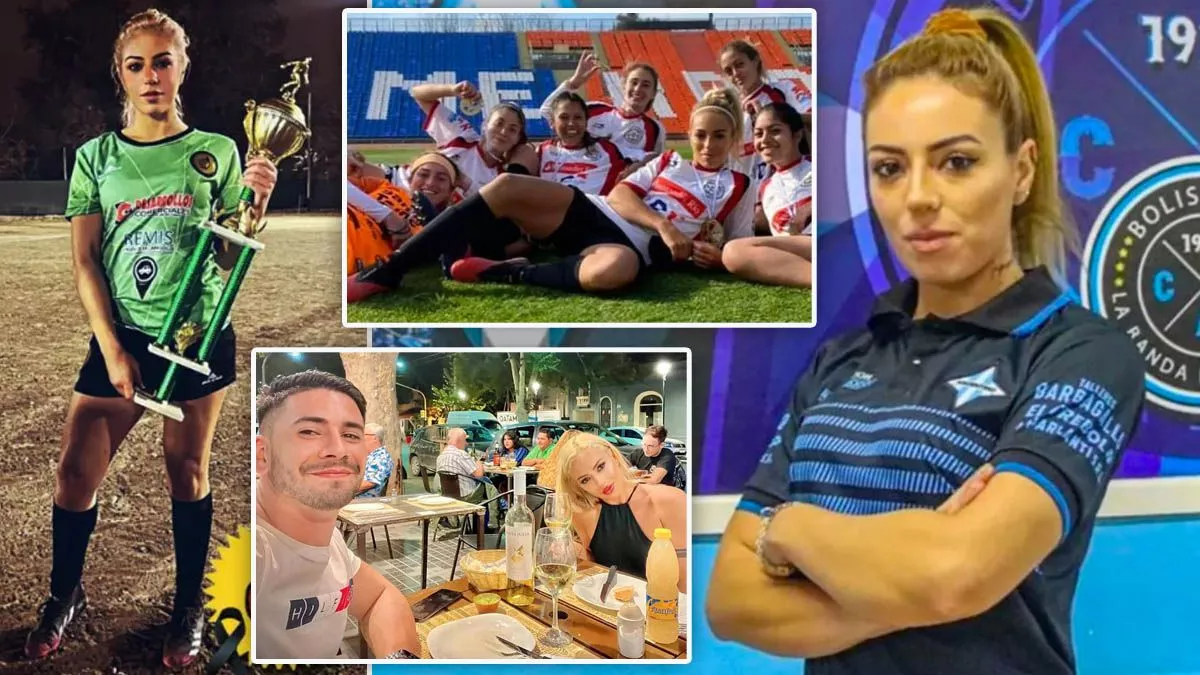 Florencia Guinazu was allegedly murdered by her 'abusive' ex-husband Agustin Noto (Pictures via Instagram and Club Atletico Argentino de Mendoza)