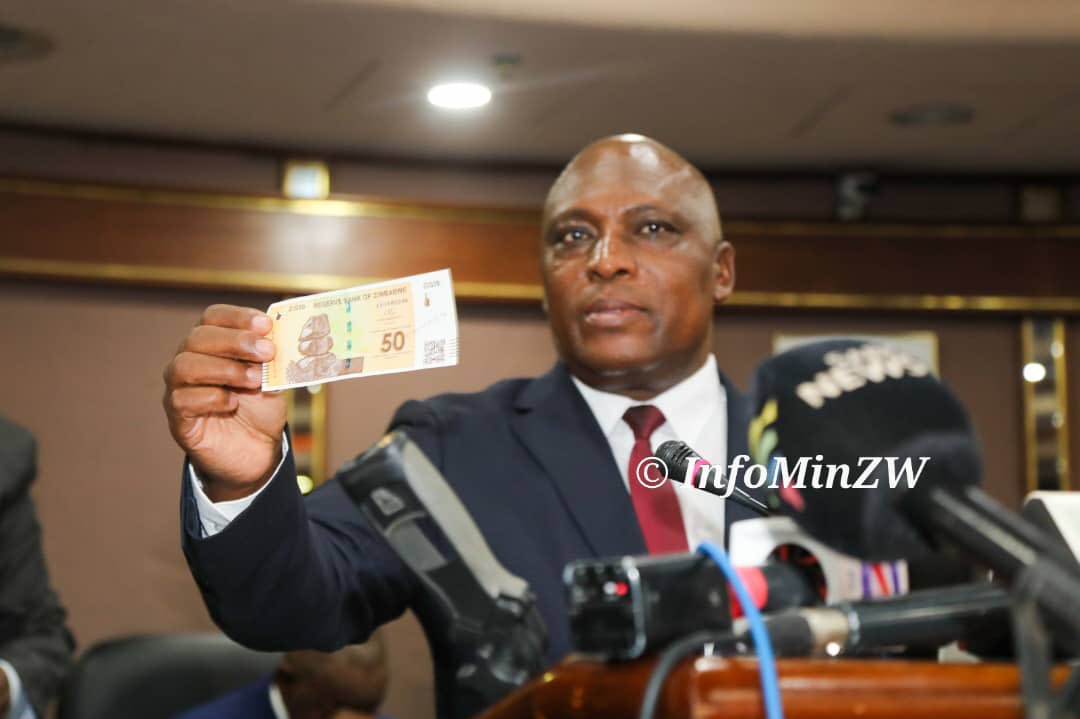 Reserve Bank of Zimbabwe (RBZ) governor John announcing the introduction of the new gold-backed currency known as ZiG (Picture via Ministry of Information)