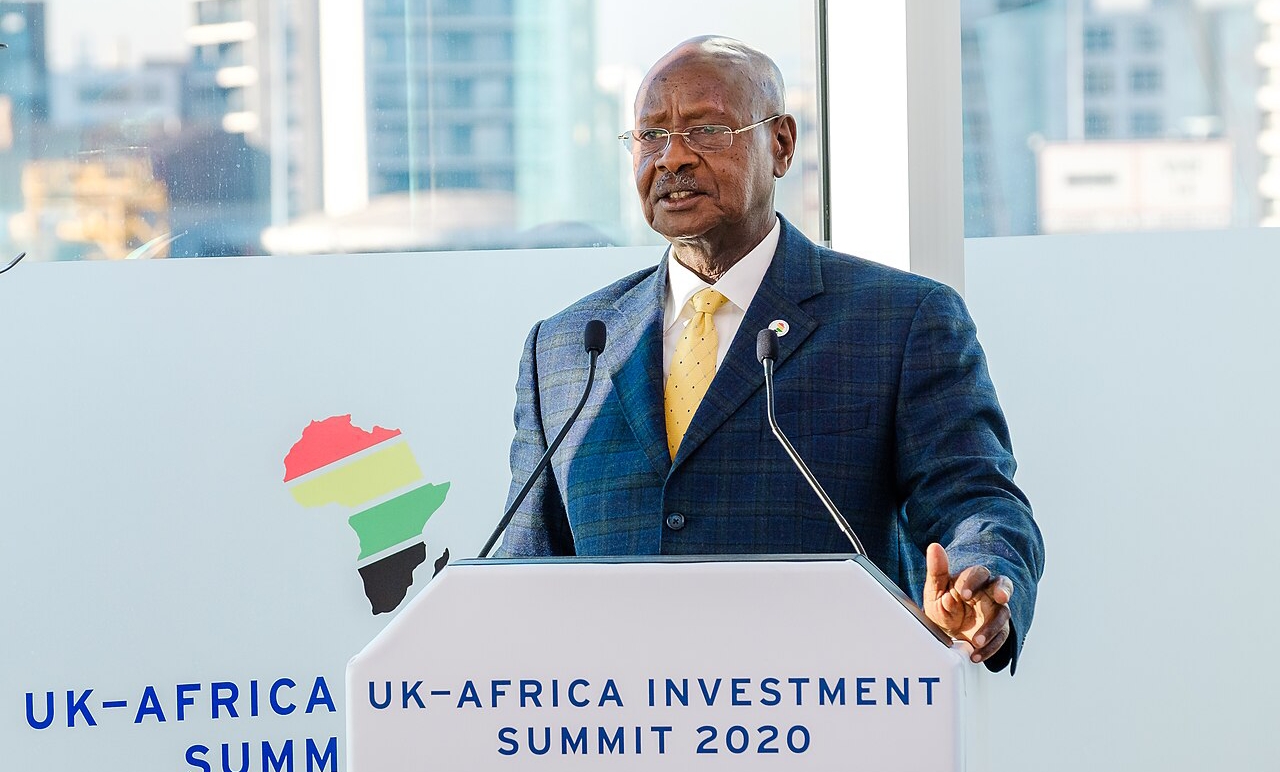 President Yoweri Museveni of Uganda, speaking at the UK-Africa Investment Summit, London, 20 January 2020 (Picture via Graham Carlow, CC BY 2.0 , via Wikimedia Commons)