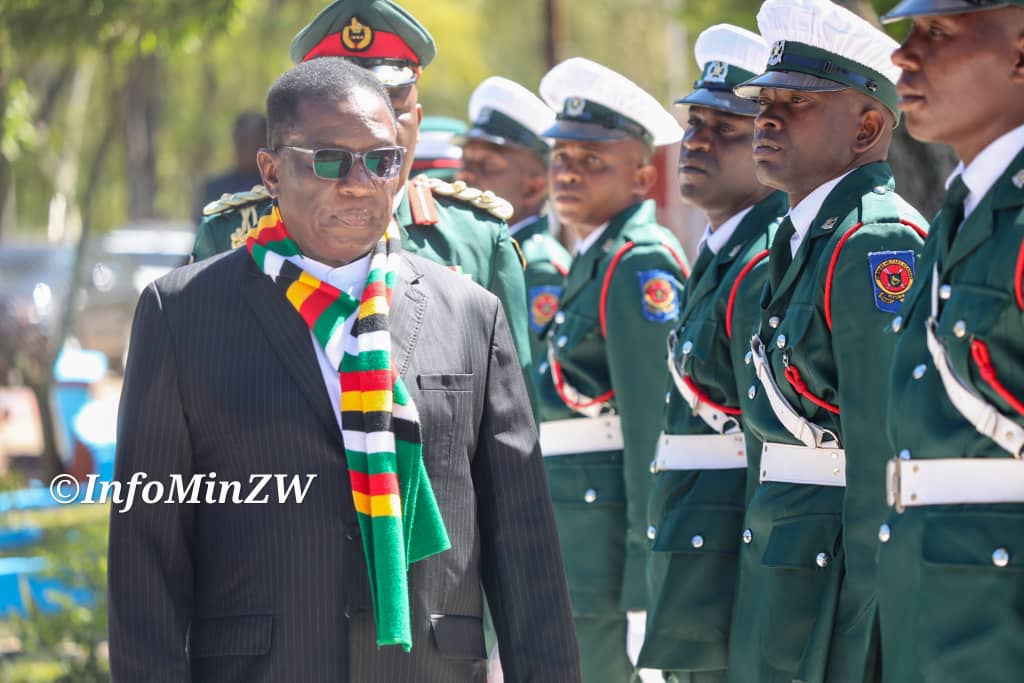 President Emmerson Mnangagwa at the Zimbabwe Military Academy (ZMA) in Gweru (Picture via X - Ministry of Information)