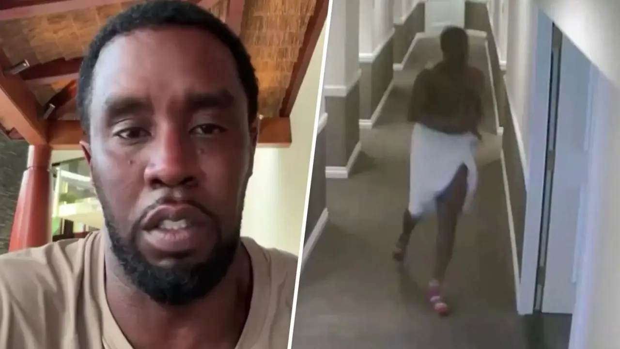 Sean Combs was also seen on a video, first obtained by CNN in May 2024, showing him violently beating Cassie Ventura in a Los Angeles hotel back in 2016.. (Pictures via Instagram - P Diddy and CCTV footage)