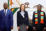 US govt to have “frank and respectful conversations” with Mnangagwa New United States ambassador to Zimbabwe Pamela Marie Tremont with President Emmerson Mnangagwa (Picture via X - @USEmbZim)