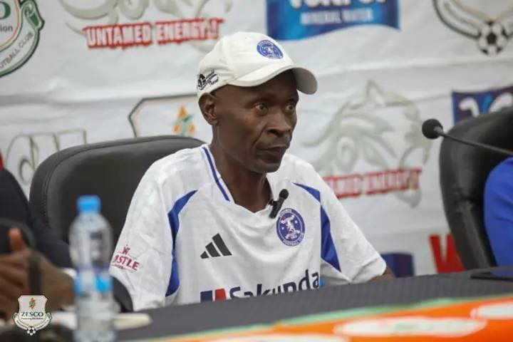 Dynamos coach Lloyd Chigowe at a pre-match press conference before his team faced ZESCO United of Zambia (Picture via Facebook - ZESCO United)