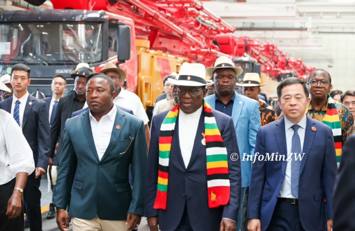 President Emmerson Mnangagwa and his son pictured in China (Picture via X - Ministry of Information)