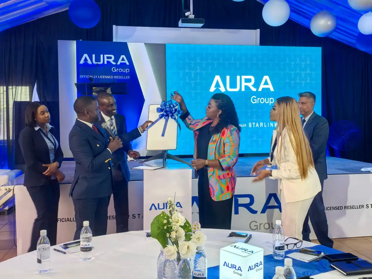 ICT Minister Tatenda Mavetera officially launching Starlink, with Aura Group as its licensed reseller in Zimbabwe, September 2024 (Picture via X - @CMukungunugwa)