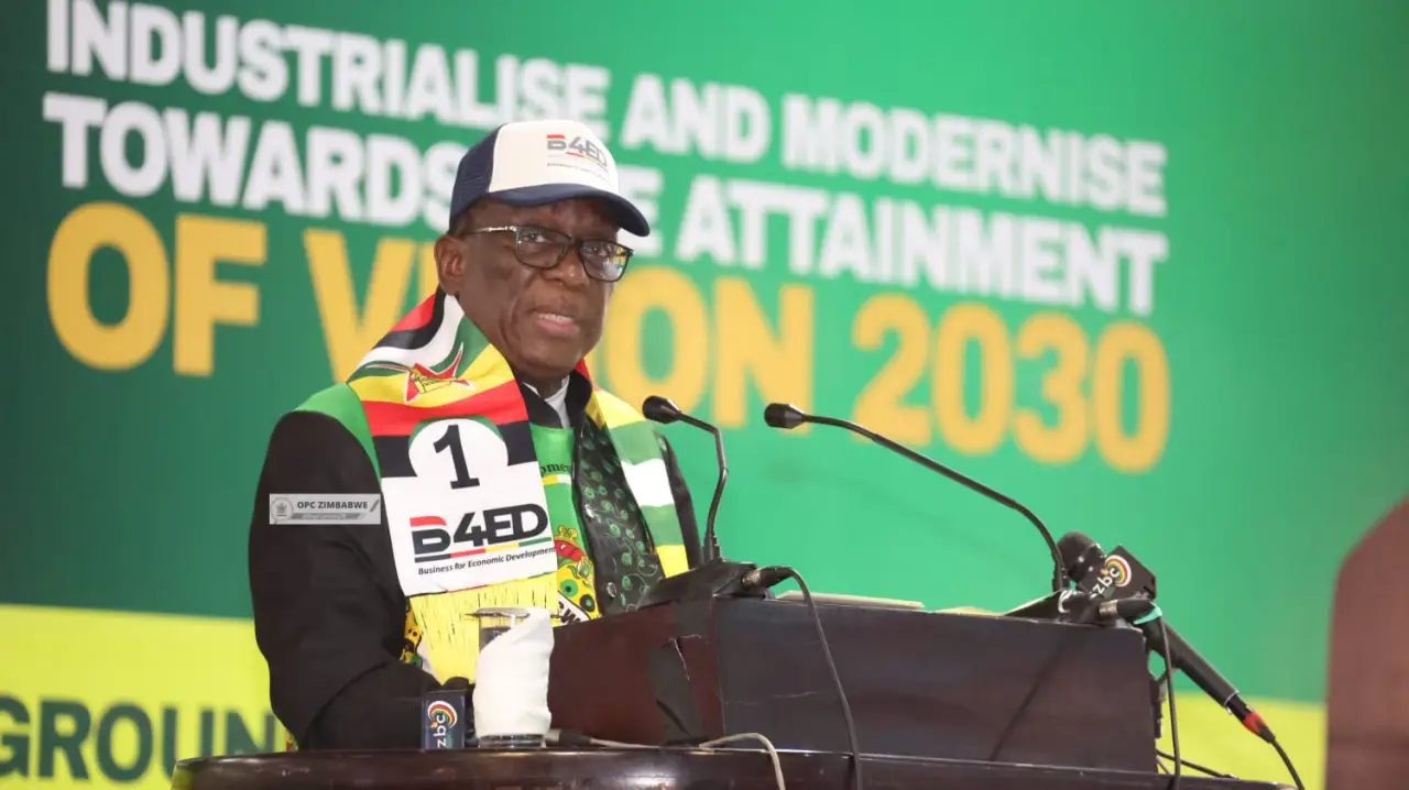 President Emmerson Mnangagwa at the 21st ZANU PF Conference in Bulawayo, 27 October 2024 (Picture via X - Office of the President and Cabinet)